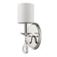 Silver Three Light Wall Sconce with White Fabric Shade