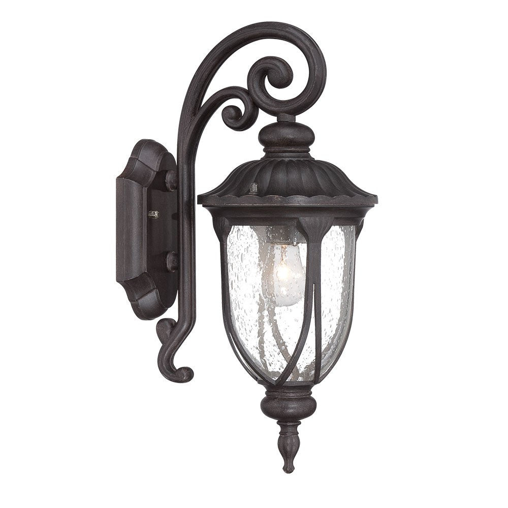 Black Cast Aluminum Glass Lantern Wall Sconce