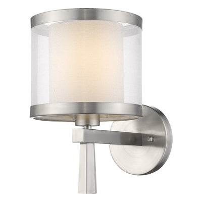 White and Silver Wall Light with Fabric Shade