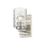 Silver Metal and Pebbled Glass Wall Sconce