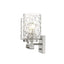 Silver Metal and Pebbled Glass Two Light Wall Sconce