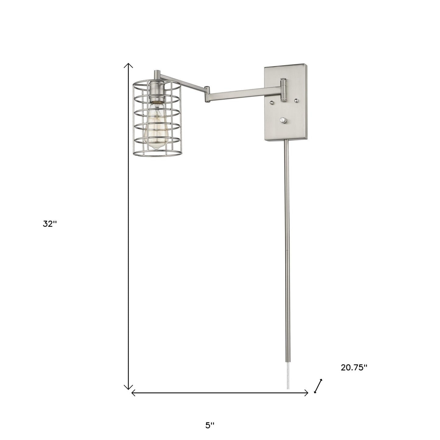 Industrial Silver Metal Wall Sconce