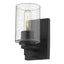 Black Metal and Textured Glass Wall Sconce