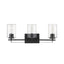 Black Metal and Textured Glass Three Light Wall Sconce