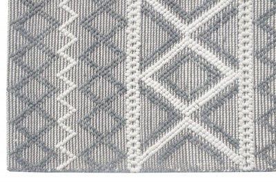 9' X 13' Gray Ivory Diamonds Boho Chic Area Rug