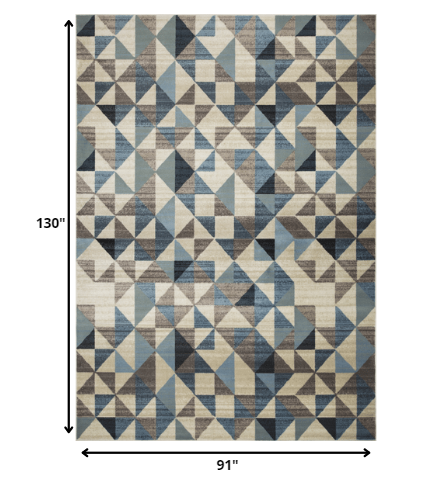 8' X 11' Blue Geometric Area Rug