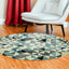 8' Blue Round Geometric Area Rug