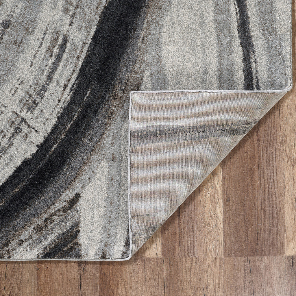 8' X 11' Gray and Ivory Abstract Area Rug