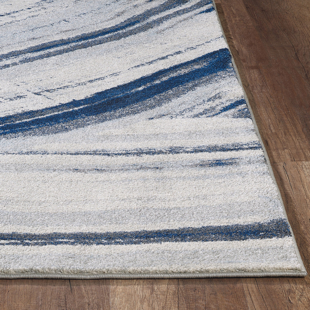 3' X 5' Ivory and Blue Abstract Area Rug