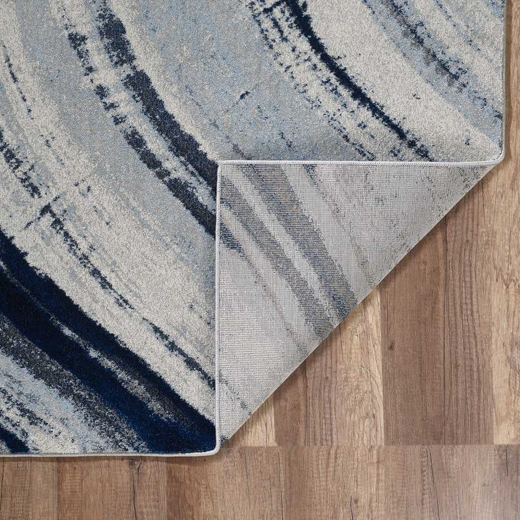 3' X 5' Ivory and Blue Abstract Area Rug