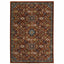 6' X 9' Red Blue Gold And Ivory Oriental Power Loom Stain Resistant Area Rug With Fringe