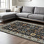 8' X 11' Blue Red Beige Yellow Grey Rust And Gold Oriental Power Loom Stain Resistant Area Rug With Fringe