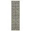 8' Blue And Ivory Oriental Power Loom Runner Rug With Fringe