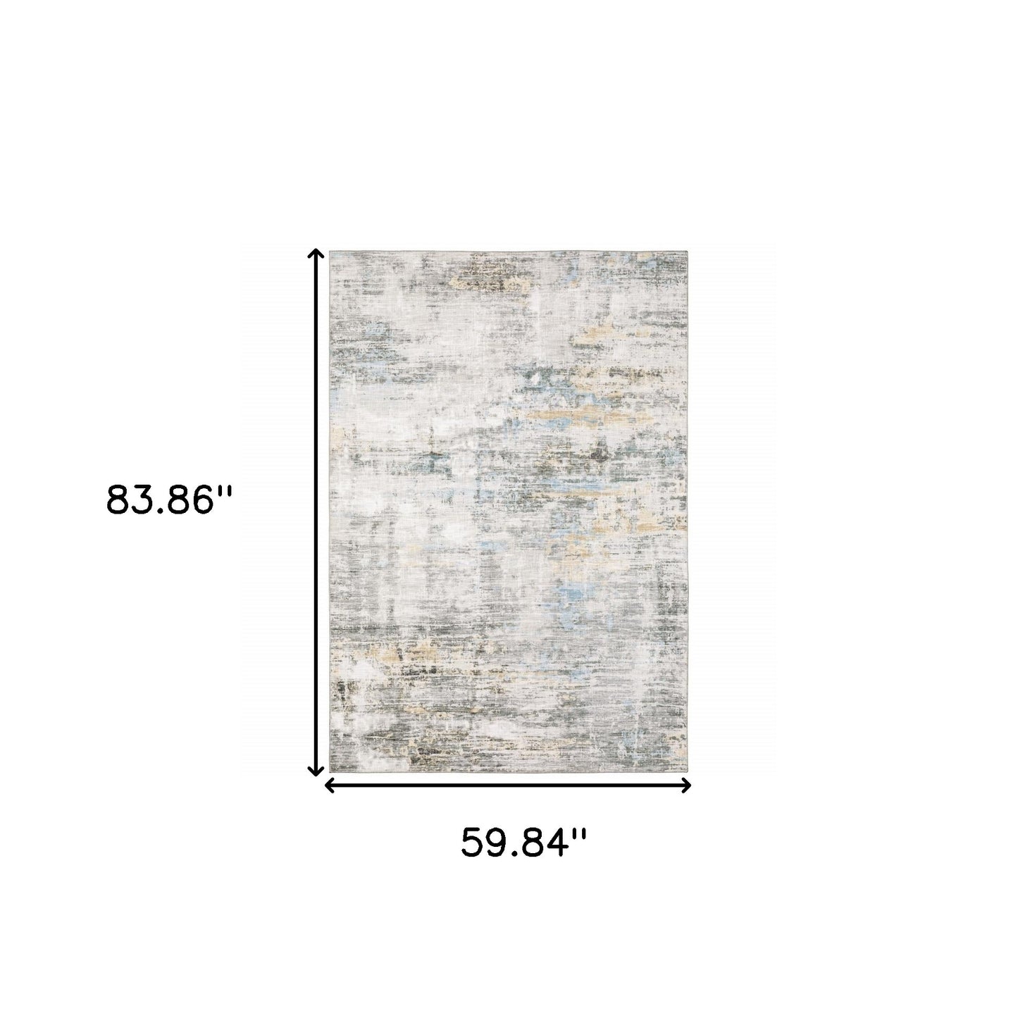 5' X 7' Gray And Ivory Abstract Power Loom Stain Resistant Area Rug