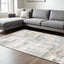 8' X 10' Grey Gold Blue Beige And Green Abstract Power Loom Stain Resistant Area Rug