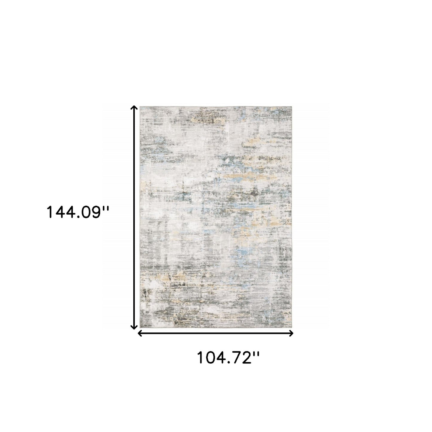 9' X 12' Gray And Ivory Abstract Power Loom Stain Resistant Area Rug