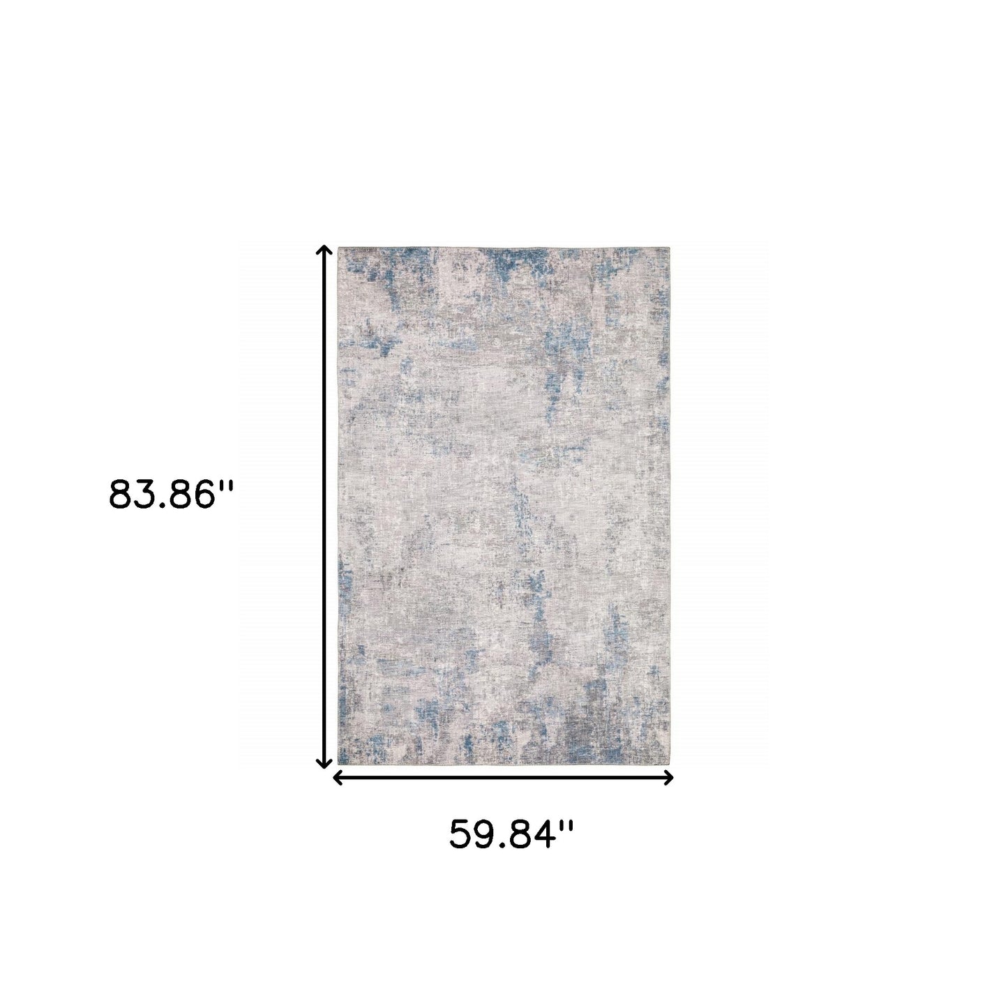 5' X 7' Grey And Blue Abstract Power Loom Stain Resistant Area Rug