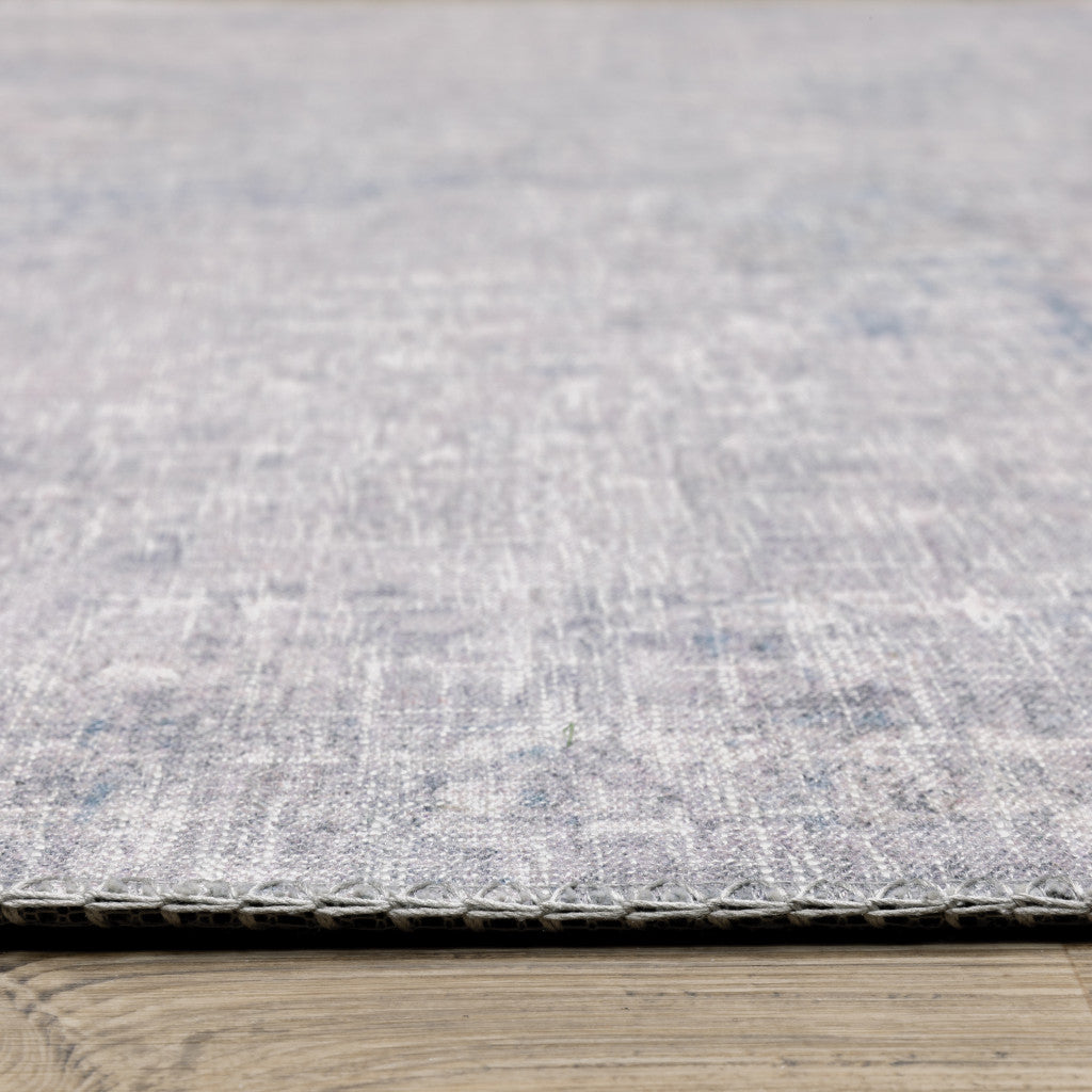 5' X 7' Grey And Blue Abstract Power Loom Stain Resistant Area Rug