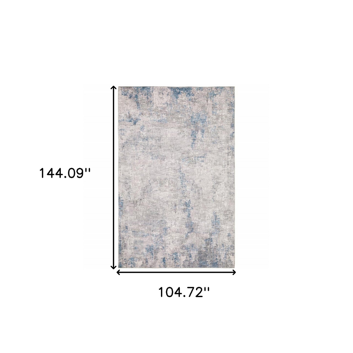 9' X 12' Grey And Blue Abstract Power Loom Stain Resistant Area Rug