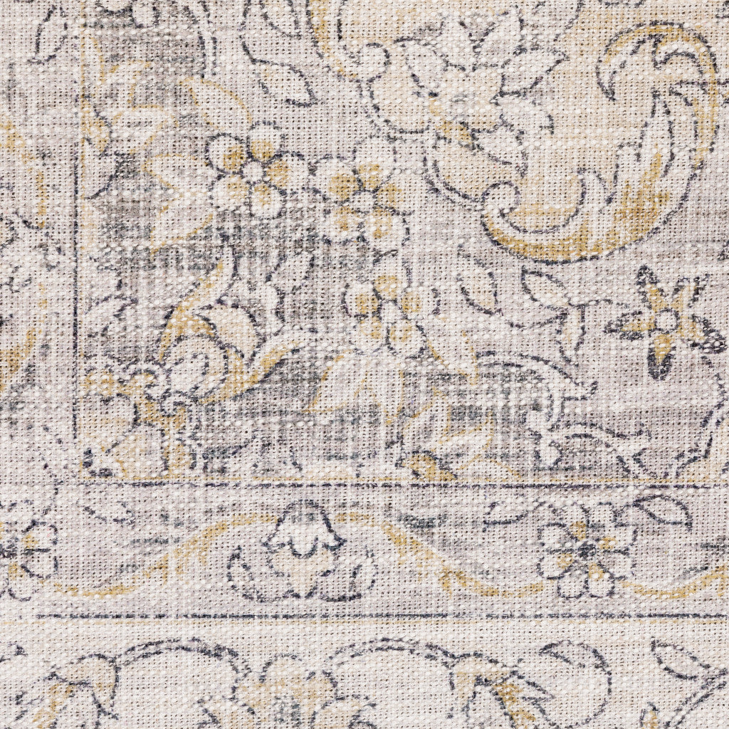 5' X 7' Beige Gold And Grey Oriental Power Loom Stain Resistant Area Rug