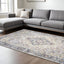 8' X 10' Blue Gold Grey Orange Yellow And Purple Oriental Power Loom Stain Resistant Area Rug