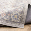 9' X 12' Blue Gold Grey Orange Yellow And Purple Oriental Power Loom Stain Resistant Area Rug