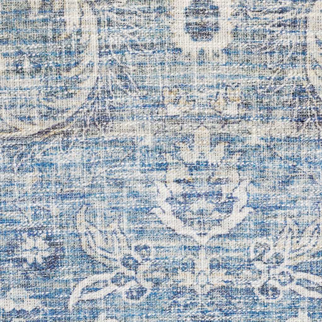 2' X 8' Blue And Grey Oriental Power Loom Stain Resistant Runner Rug