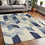 4' X 6' Blue Ivory And Gray Wool Geometric Tufted Handmade Area Rug