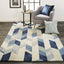 4' X 6' Blue Ivory And Gray Wool Geometric Tufted Handmade Area Rug