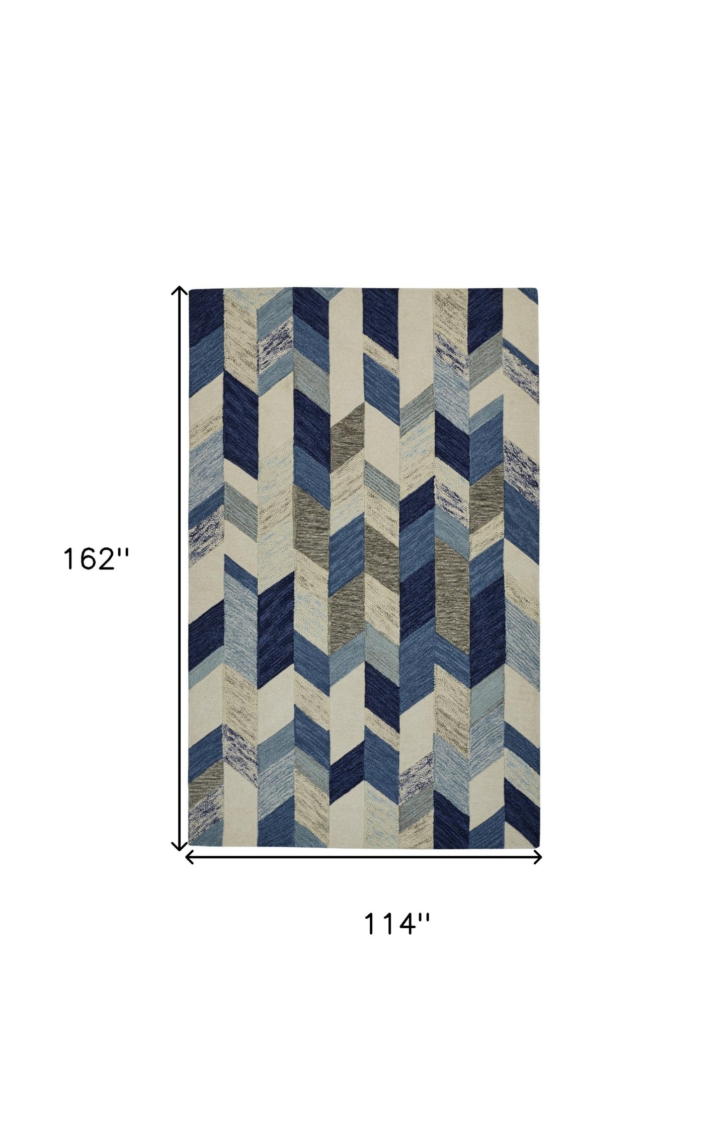 4' X 6' Blue Ivory And Gray Wool Geometric Tufted Handmade Area Rug