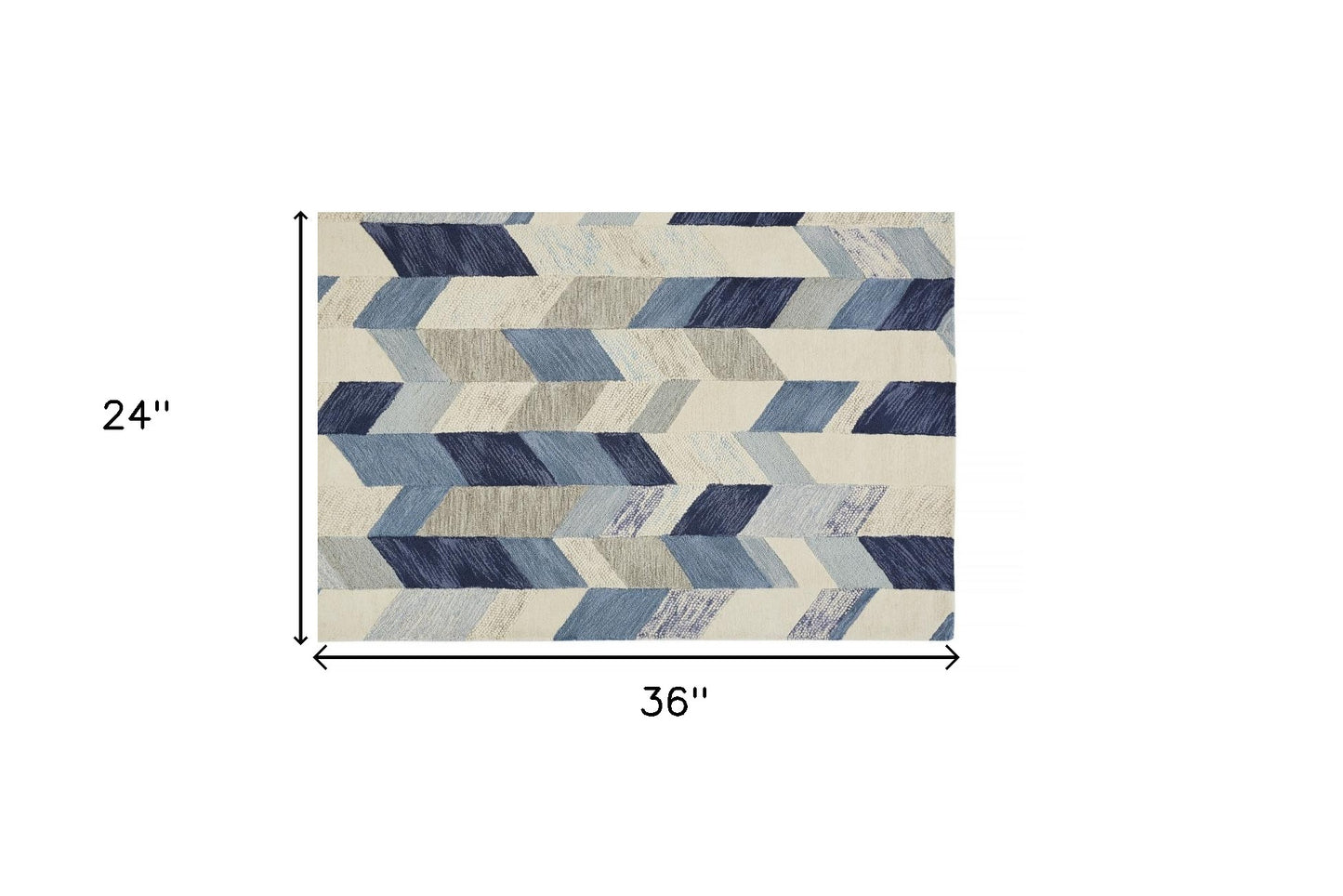 4' X 6' Blue Ivory And Gray Wool Geometric Tufted Handmade Area Rug