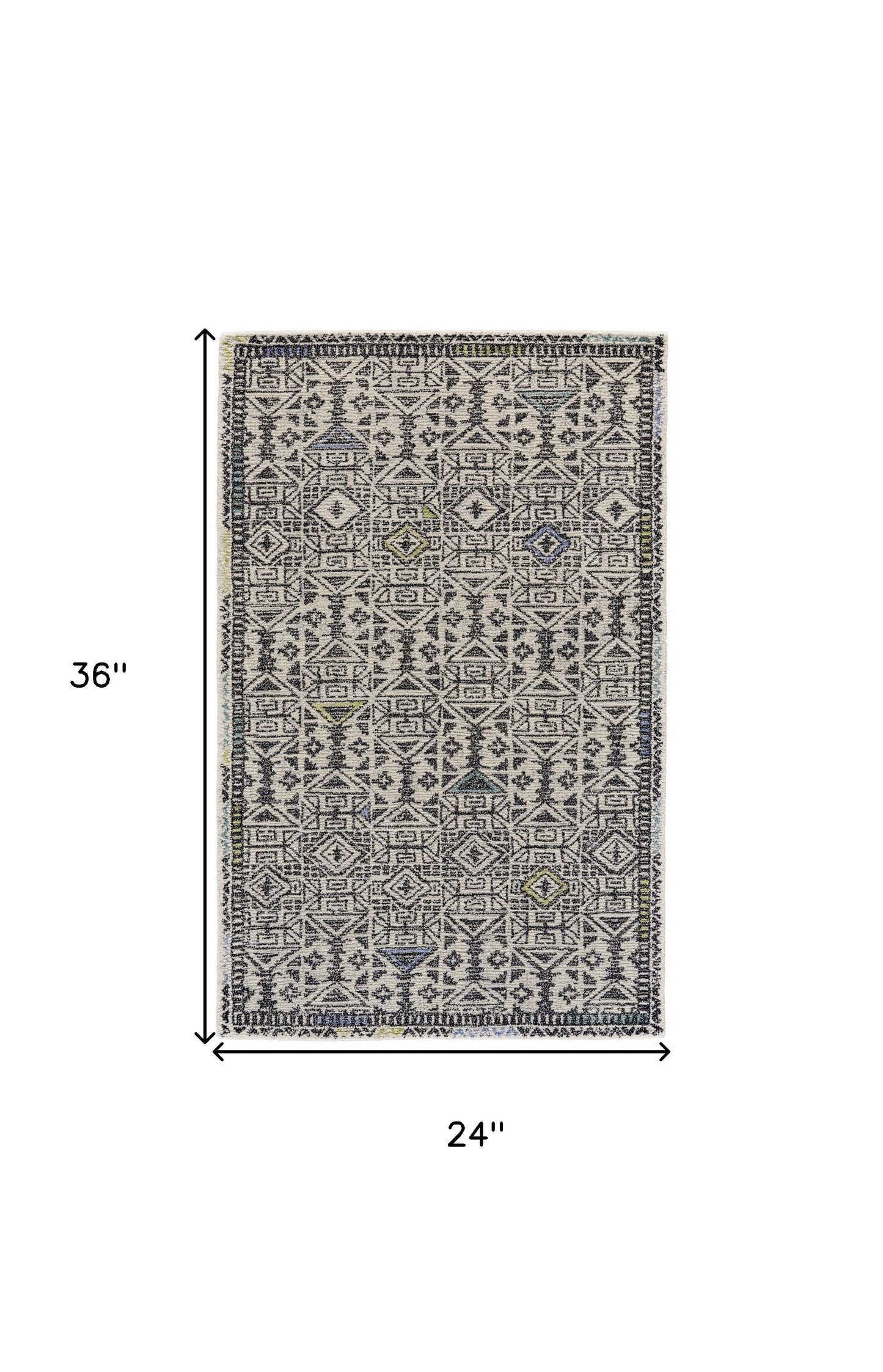 4' X 6' Gray Ivory And Black Wool Geometric Tufted Handmade Area Rug