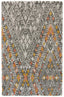 4' X 6' Gray Ivory And Orange Wool Geometric Tufted Handmade Area Rug