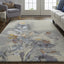 4' X 6' Blue and Gray Wool Floral Hand Tufted Area Rug