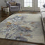 4' X 6' Blue and Gray Wool Floral Hand Tufted Area Rug