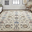 4' X 6' Ivory and Blue Wool Floral Hand Tufted Area Rug