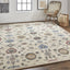 4' X 6' Ivory and Blue Wool Floral Hand Tufted Area Rug