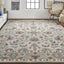 4' X 6' Ivory and Blue Wool Floral Hand Tufted Area Rug