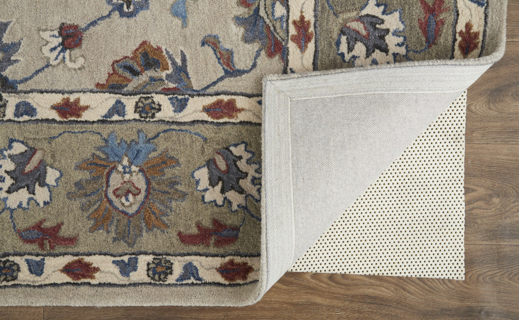 4' X 6' Ivory and Blue Wool Floral Hand Tufted Area Rug