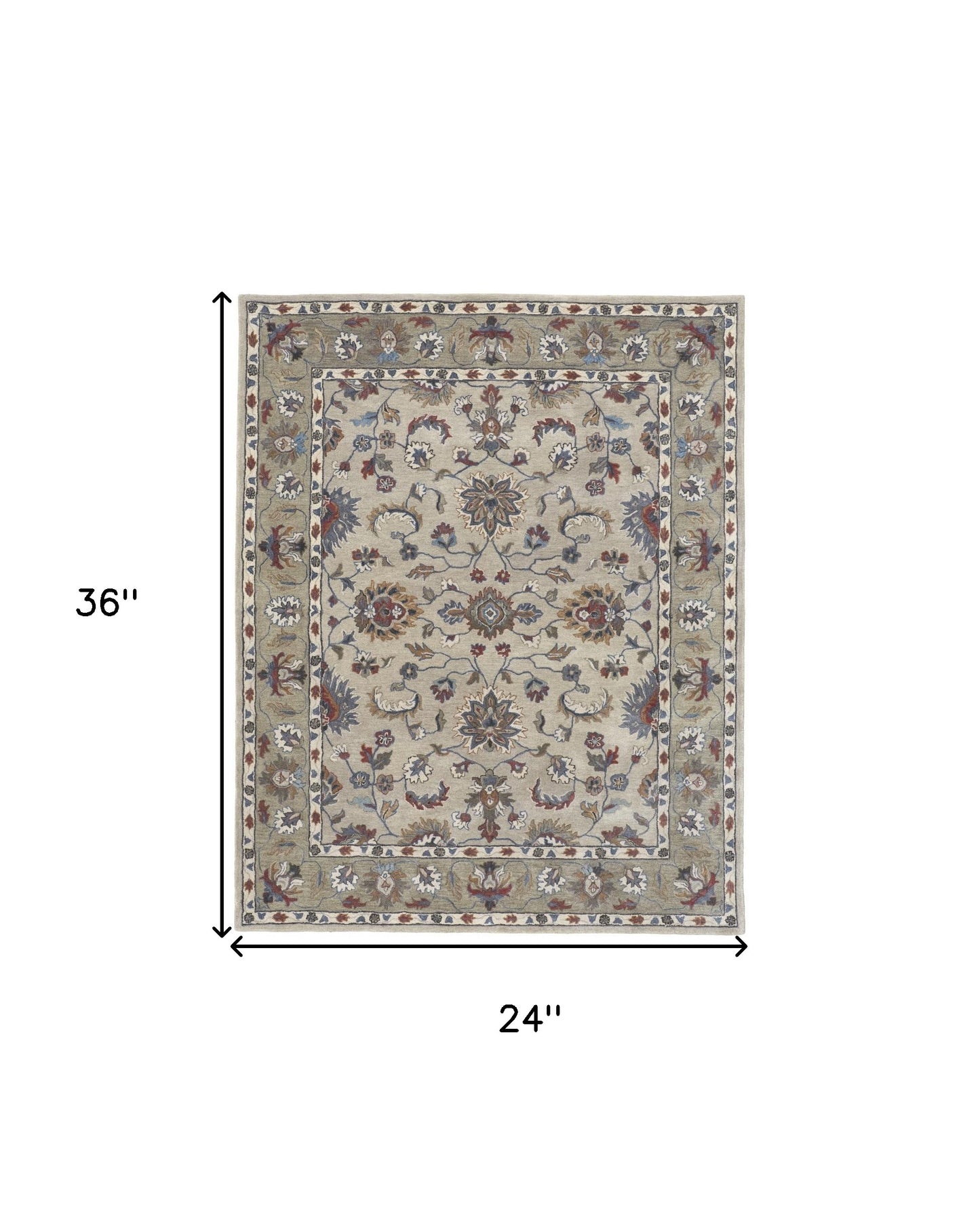 4' X 6' Ivory and Blue Wool Floral Hand Tufted Area Rug