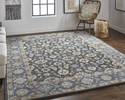 5' X 8' Taupe and Ivory Wool Floral Hand Tufted Area Rug