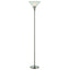 71" Nickel Torchiere Floor Lamp With Clear Frosted Glass Dome Shade