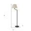 60" Bronze Swing Arm Floor Lamp With Beige Empire Shade