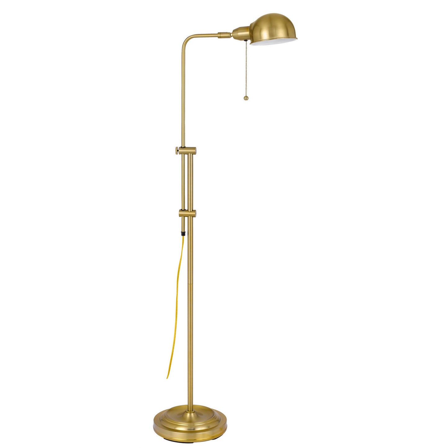 58" Brass Adjustable Floor Lamp With Bronze Dome Shade