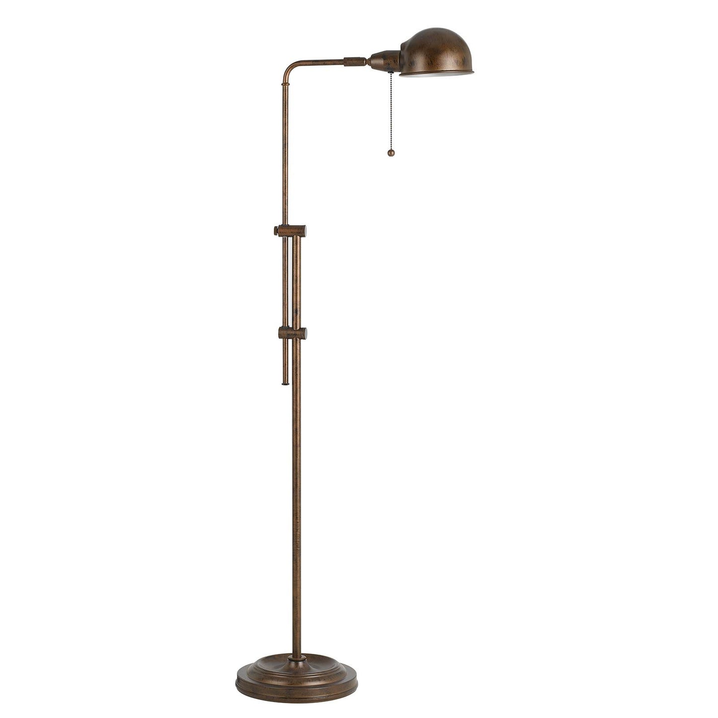 58" Rusted Adjustable Traditional Shaped Floor Lamp With Rust Dome Shade