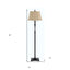 61" Bronze Two Light Traditional Shaped Floor Lamp With Brown Square Shade