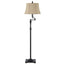 61" Bronze Swing Arm Floor Lamp With Brown Square Shade