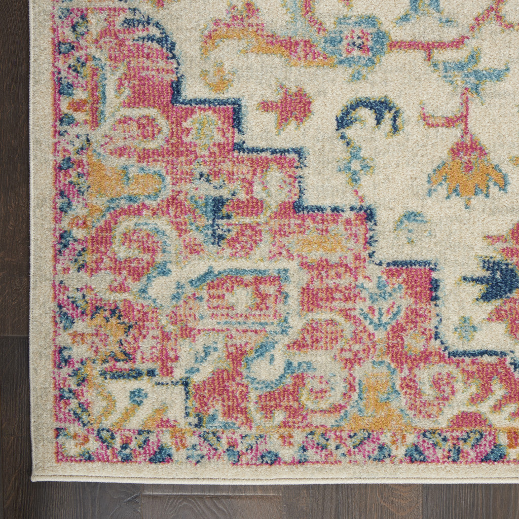 10' Pink and Ivory Oriental Power Loom Runner Rug