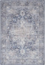 6' X 9' Blue And Pink Floral Power Loom Distressed Washable Area Rug