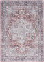 6' X 9' Blue And Pink Floral Power Loom Distressed Washable Area Rug